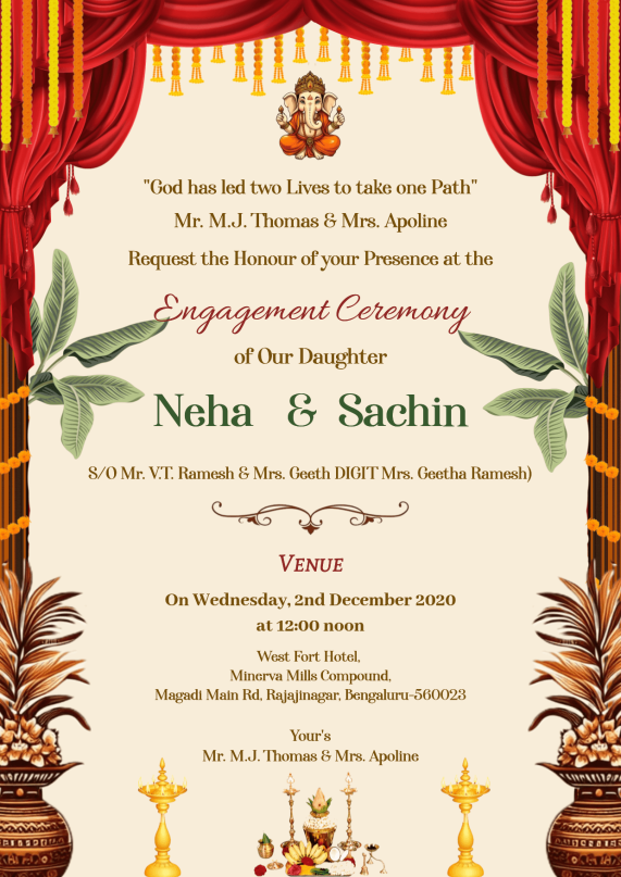 tamil engagement invitation template
